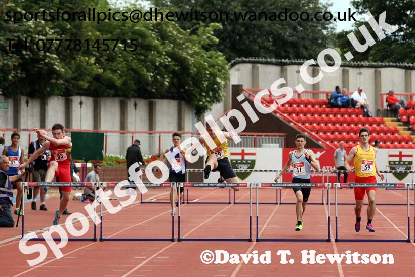 Senior boys 400 metres hurdles, English Schools Track and Field. Photo: David T. Hewitson/Sports for All Pics